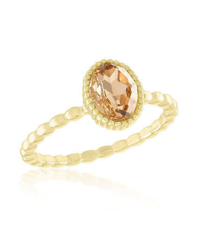 Vintage Rose Oval Gold Layers Rings