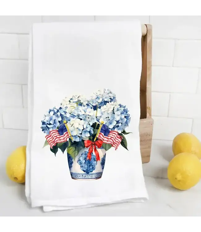 Chinoiserie Hydrangea Tea Towel