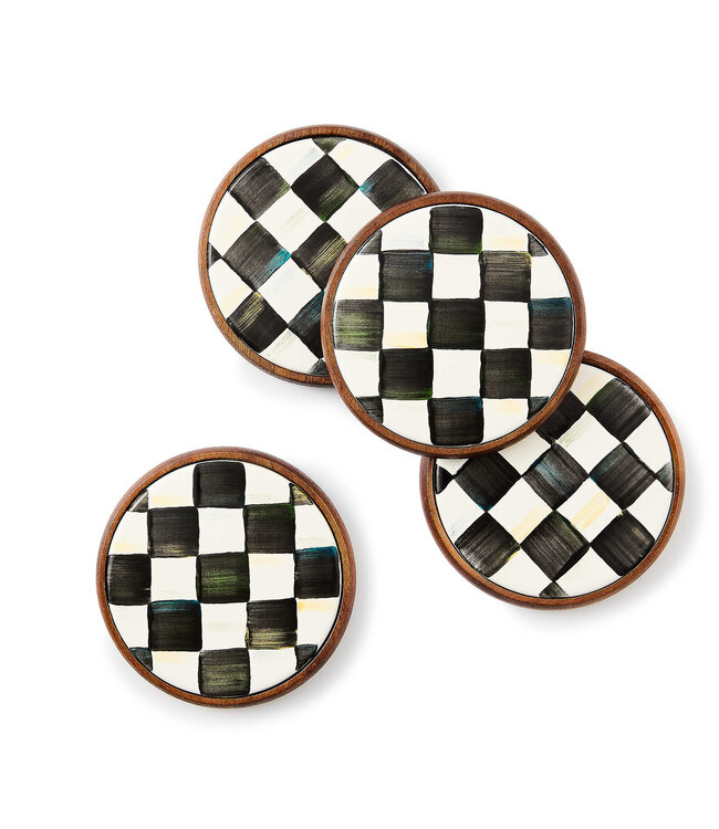 MACKENZIE CHILDS Courtly Check Enamel Coasters, Set of 4