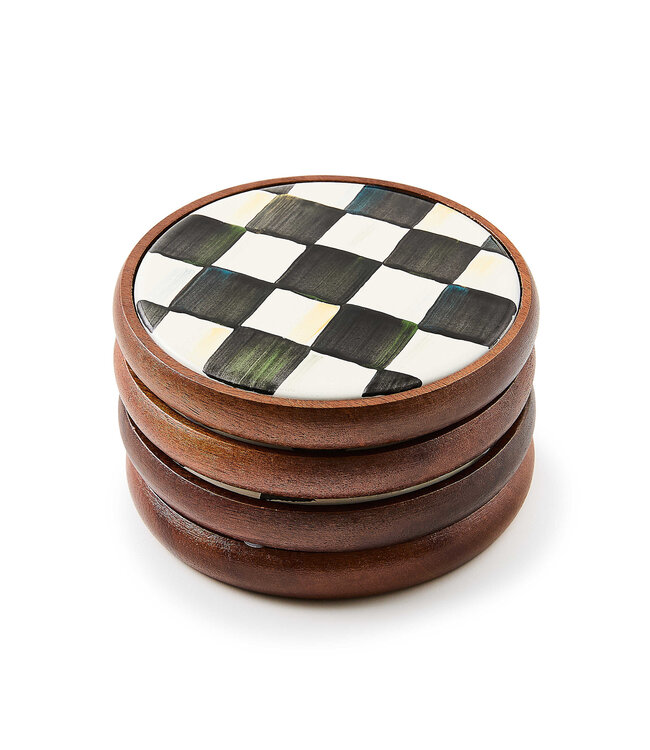 MACKENZIE CHILDS Courtly Check Enamel Coasters, Set of 4