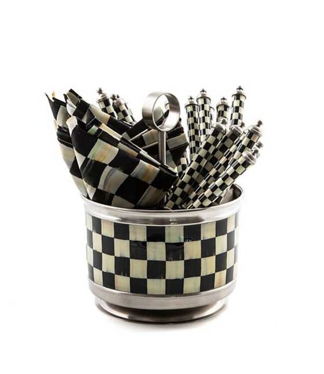 MACKENZIE CHILDS Courtly Check Supper Club Flatware Caddy