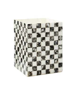 MACKENZIE CHILDS Courtly Check Capiz Waste Bin