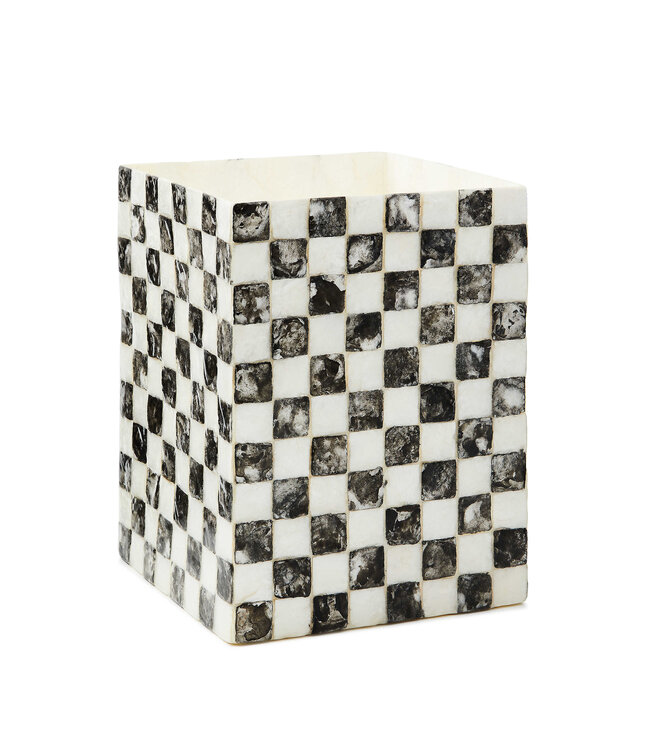 MACKENZIE CHILDS Courtly Check Capiz Waste Bin