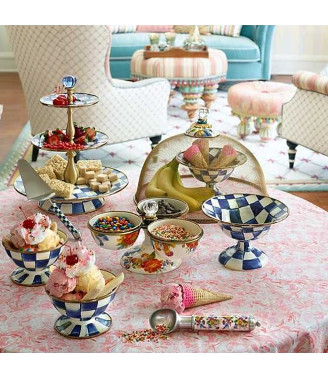 MACKENZIE CHILDS Royal Check Enamel Ice Cream Dish