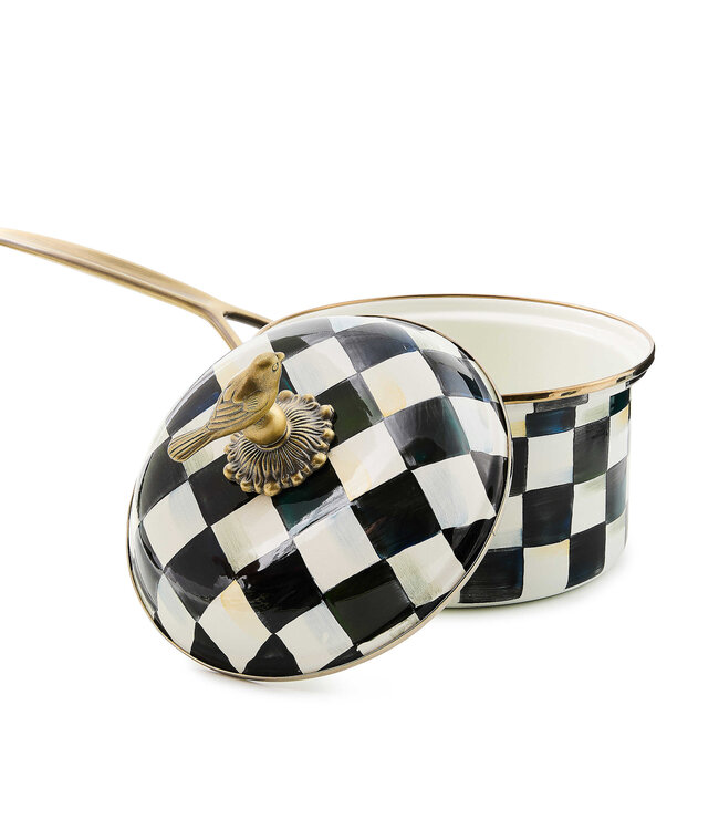 MACKENZIE CHILDS Courtly Check Enamel 2.5 Quart Saucepan