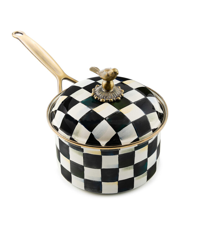 MACKENZIE CHILDS Courtly Check Enamel 2.5 Quart Saucepan
