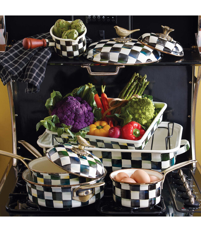 MACKENZIE CHILDS Courtly Check Enamel 3 Quart Saute Pan