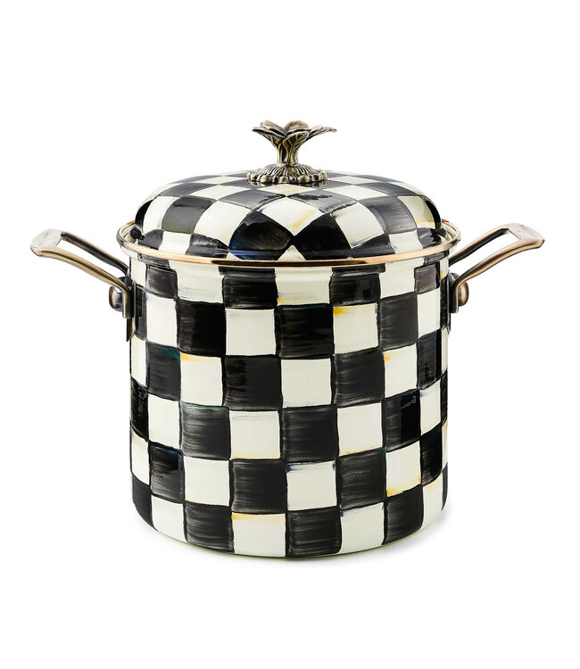 MACKENZIE CHILDS Courtly Check Enamel 7 Quart Stockpot