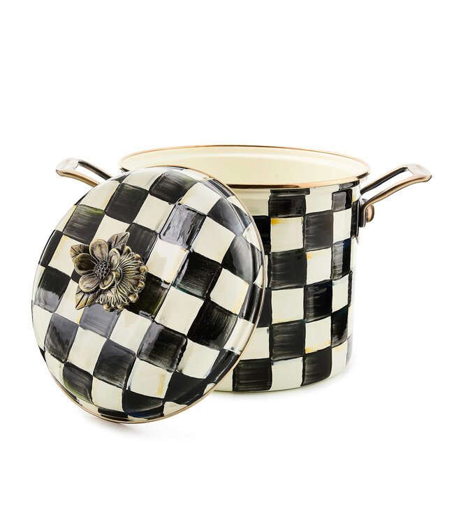 MACKENZIE CHILDS Courtly Check Enamel 7 Quart Stockpot