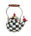 MACKENZIE CHILDS Courtly Check Enamel Whistling Tea Kettle