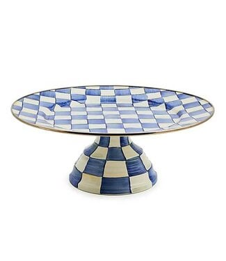 MACKENZIE CHILDS Royal Check Enamel Pedestal Platter - Large