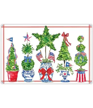 ROSANNE BECK COLLECTIONS Handpainted Patriotic Topiaries Placemat