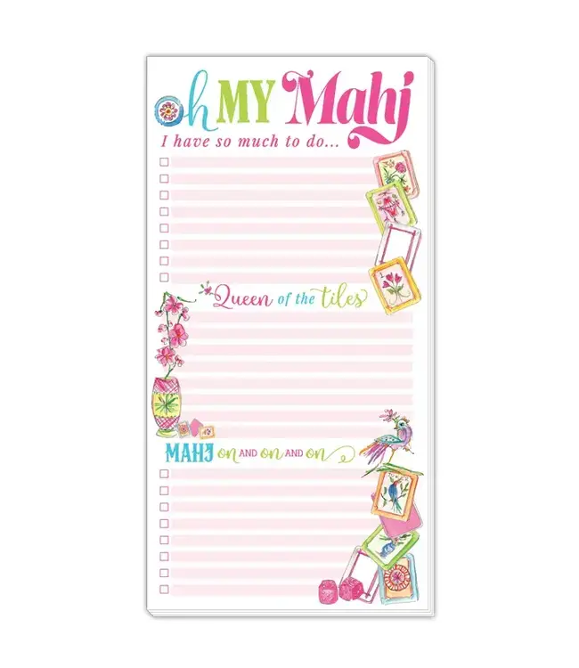 ROSANNE BECK COLLECTIONS Mahjong Tiles Florals and Birds Oh My Mahj Long Pad