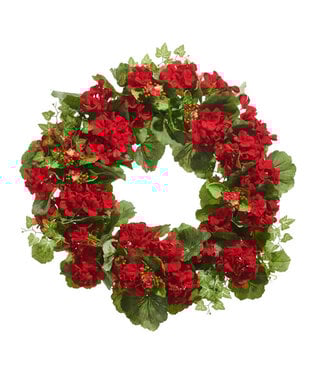 24” Red Geranium and Kalanchoe Wreath