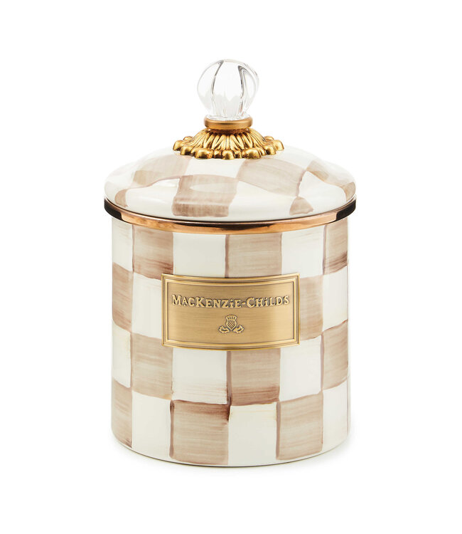 MACKENZIE CHILDS Mocha Check Small Canister