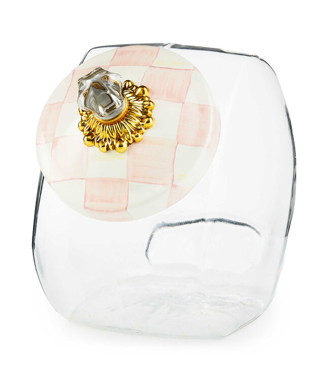 MACKENZIE CHILDS Cookie Jar with Rosy Check Lid