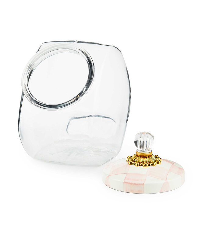 MACKENZIE CHILDS Cookie Jar with Rosy Check Lid
