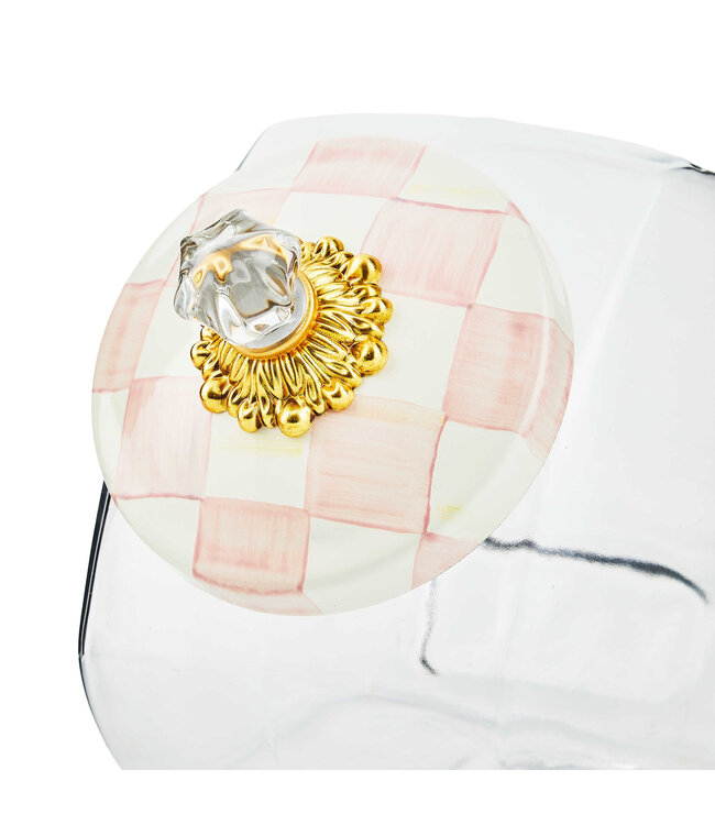 MACKENZIE CHILDS Cookie Jar with Rosy Check Lid
