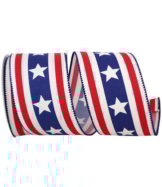 2.5  Inch Stripes and Stars Canvas Continuous Wired Edge