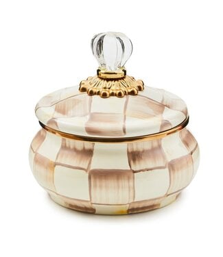 MACKENZIE CHILDS Mocha Check Squashed Pot