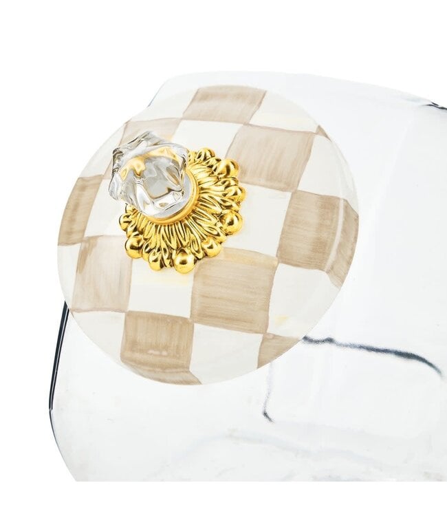 MACKENZIE CHILDS Cookie Jar With Mocha Check Lid