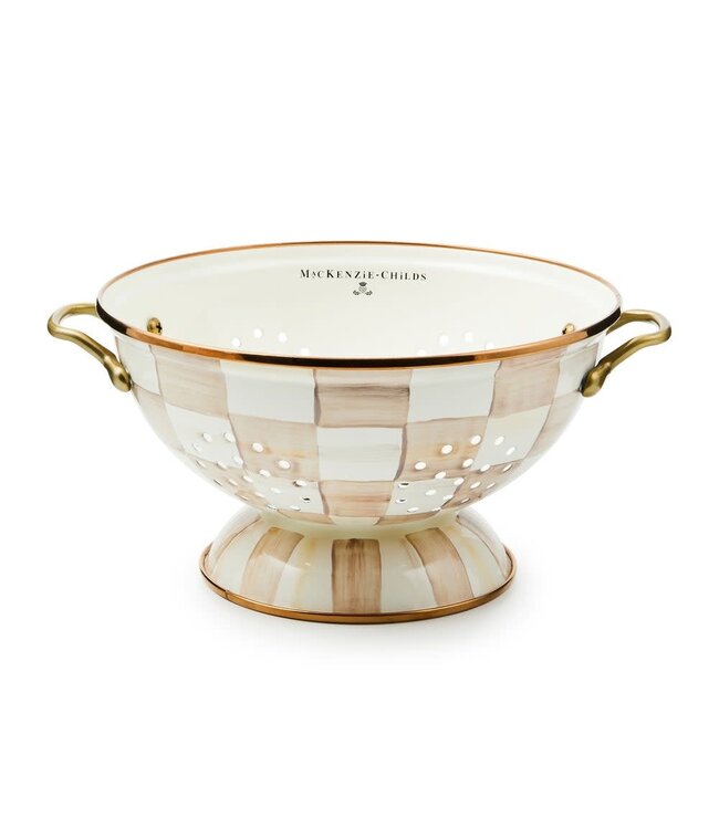 MACKENZIE CHILDS Mocha Check Large Colander
