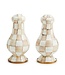 MACKENZIE CHILDS Mocha Check Large Salt & Pepper Shakers