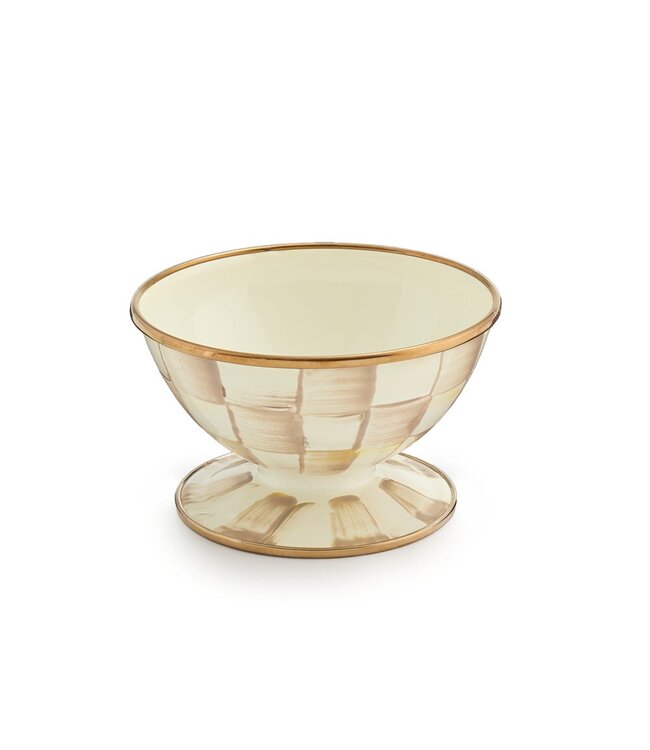 MACKENZIE CHILDS Mocha Check Ice Cream Dish