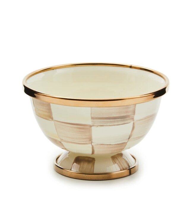 MACKENZIE CHILDS Mocha Check Little Sugar Bowl