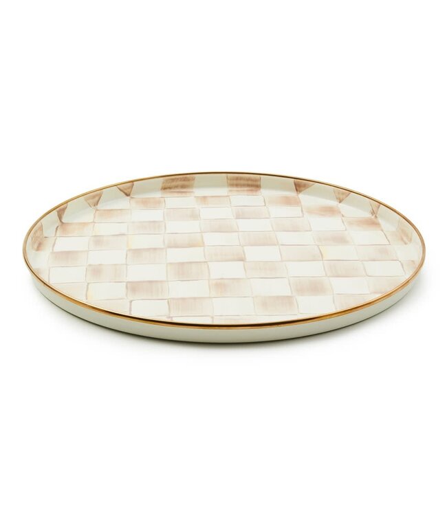 MACKENZIE CHILDS Mocha Check Round Tray