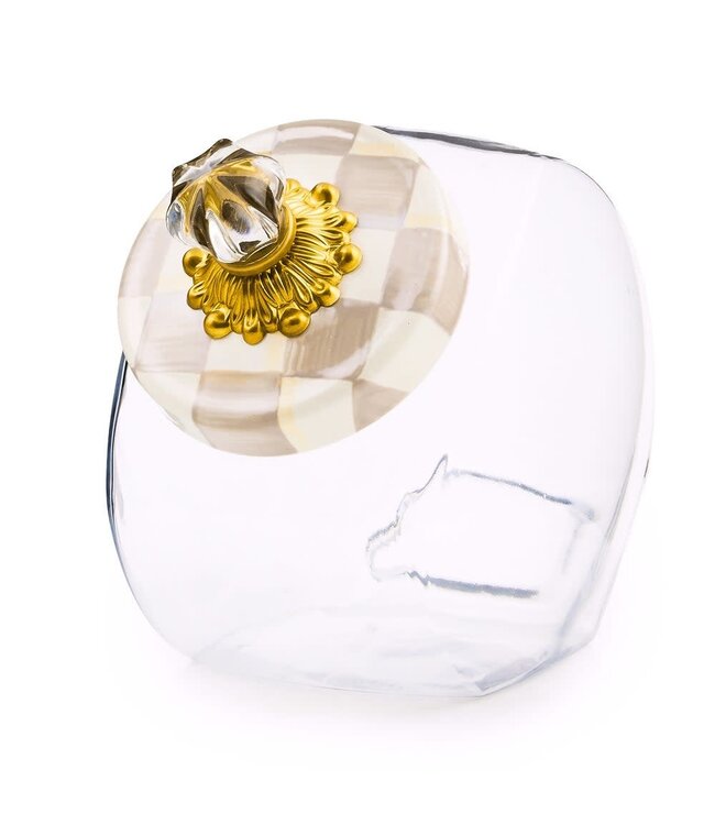 MACKENZIE CHILDS Sweets Jar With Mocha Check Lid