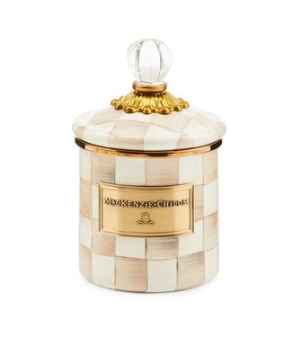MACKENZIE CHILDS Mocha Check Demi Canister