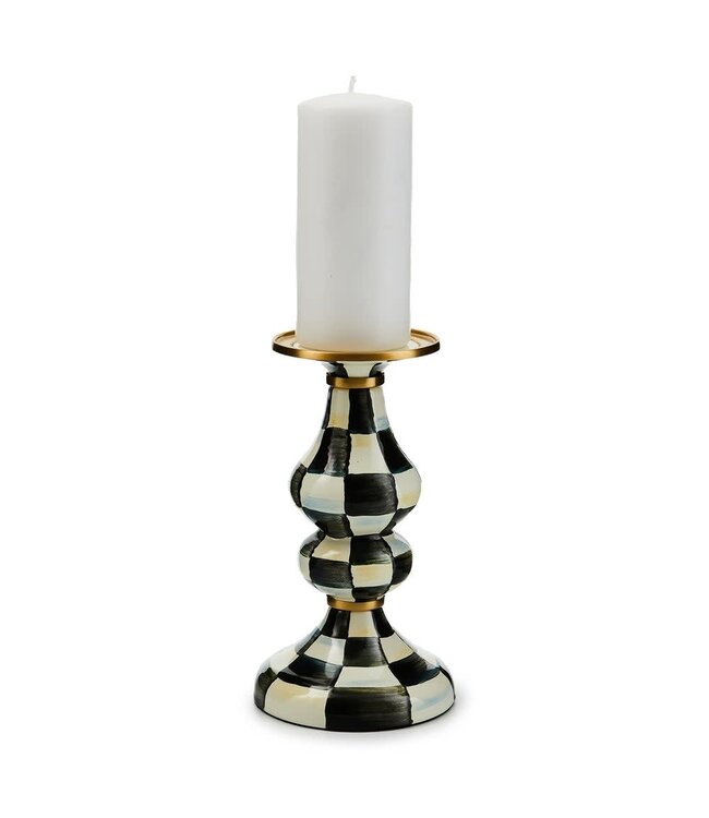 MACKENZIE CHILDS Courtly Check Enamel Pillar Candlestick - Medium