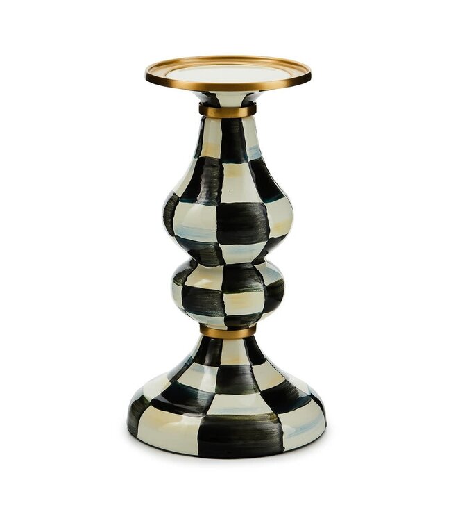 MACKENZIE CHILDS Courtly Check Enamel Pillar Candlestick - Medium