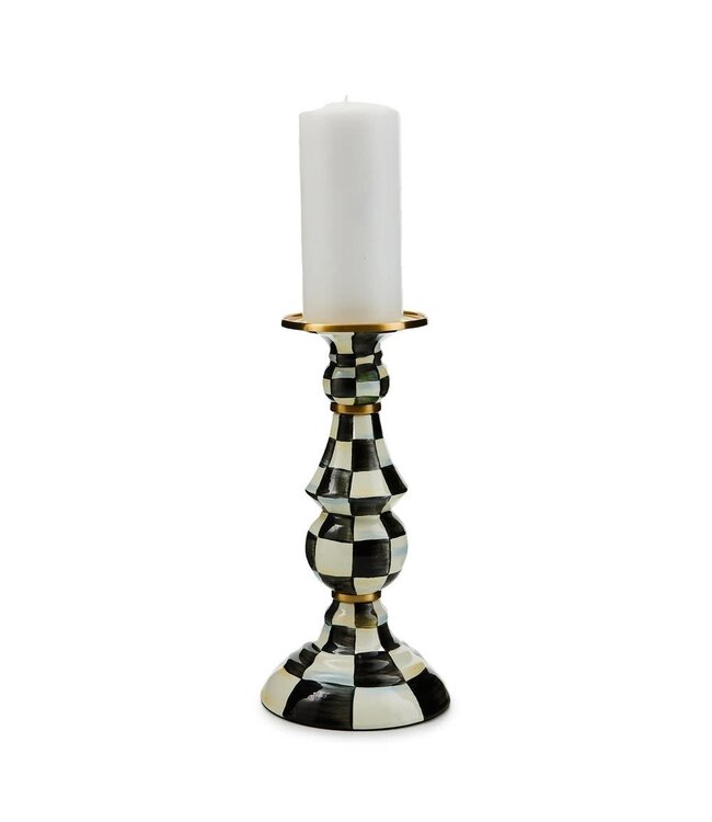 MACKENZIE CHILDS Courtly Check Enamel Pillar Candlestick - Large