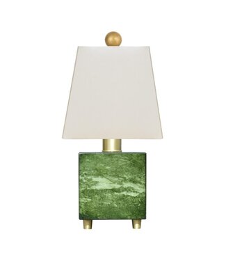 Hand Cut and Polished Pine Green Table Lamp