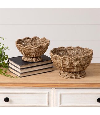 Scalloped Edge Seagrass Bowls - Sold Individually