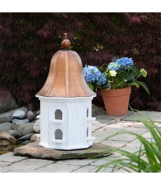 Birdhouse With Copper Tone Roof, Indoor Accent