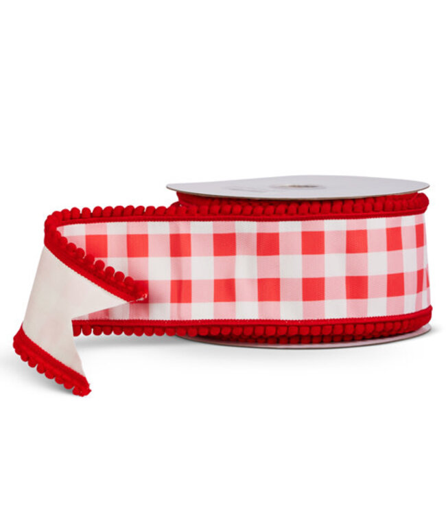 4” X 10 Yds Red Gingham Wired Ribbon