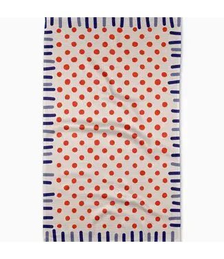 GEOMETRY Navy Fringe Tea Towel