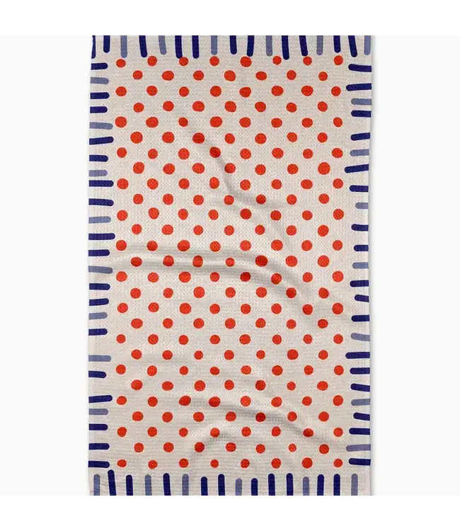 GEOMETRY Navy Fringe Tea Towel