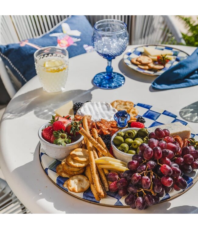 MACKENZIE CHILDS Royal Check Enamel Cheese Course