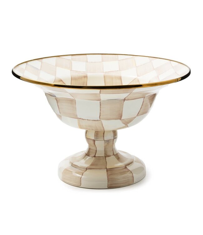 MACKENZIE CHILDS Mocha Check Large Compote