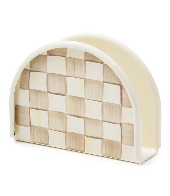 MACKENZIE CHILDS Mocha Check Napkin Holder