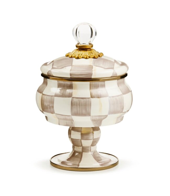 MACKENZIE CHILDS Mocha Check Curiosity Pot