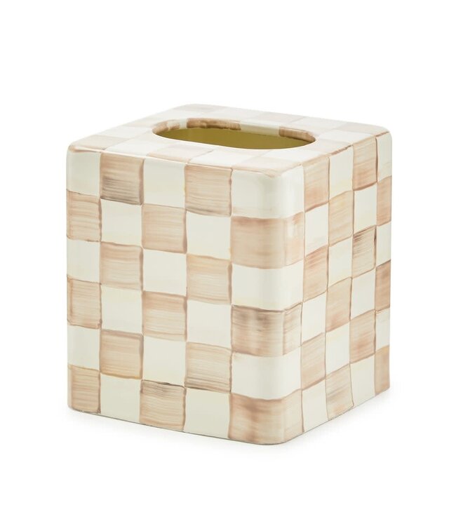 MACKENZIE CHILDS Mocha Check Boutique Tissue Box Cover