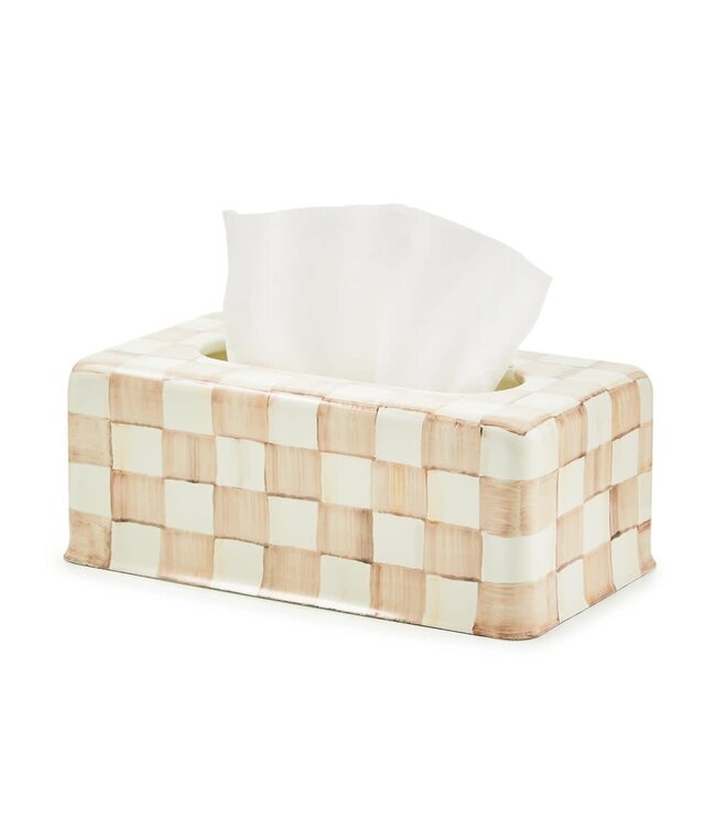 MACKENZIE CHILDS Mocha Check Standard Tissue Box Cover