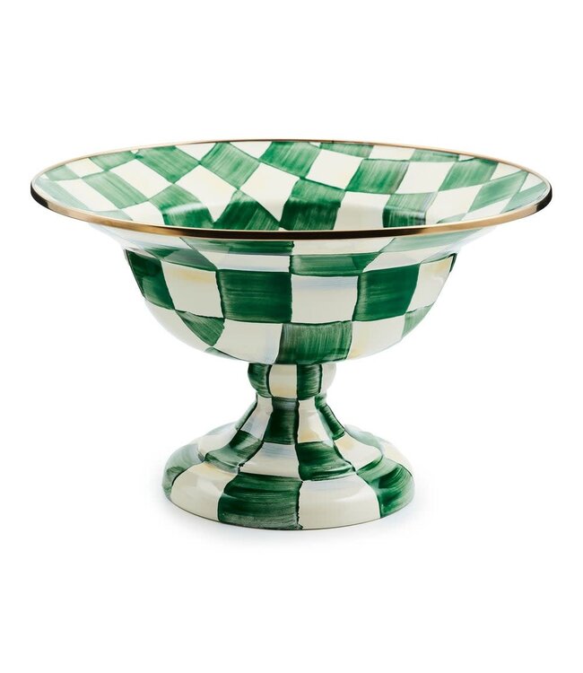 MACKENZIE CHILDS Emerald Check Large Compote
