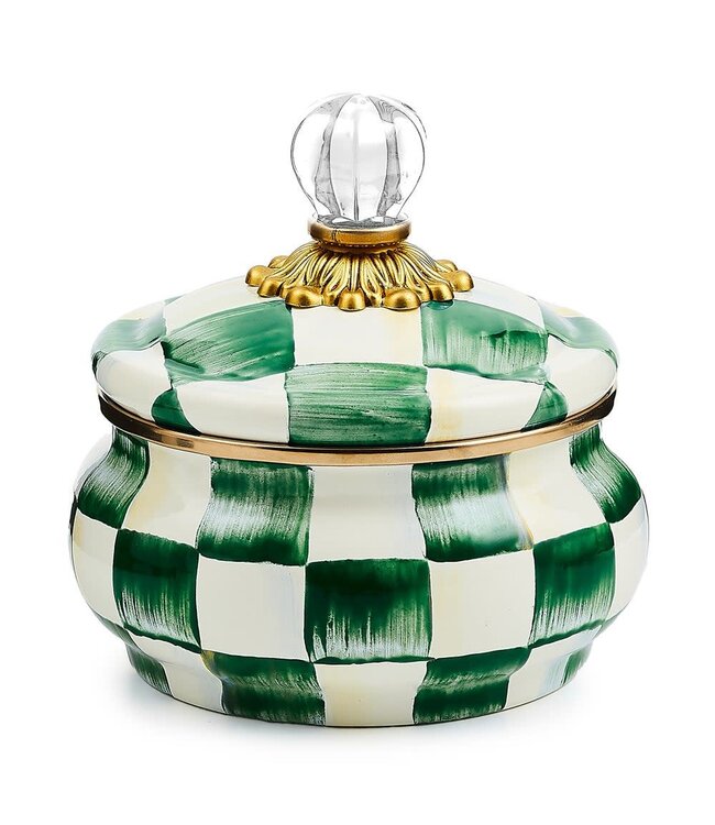 MACKENZIE CHILDS Emerald Check Squashed Pot