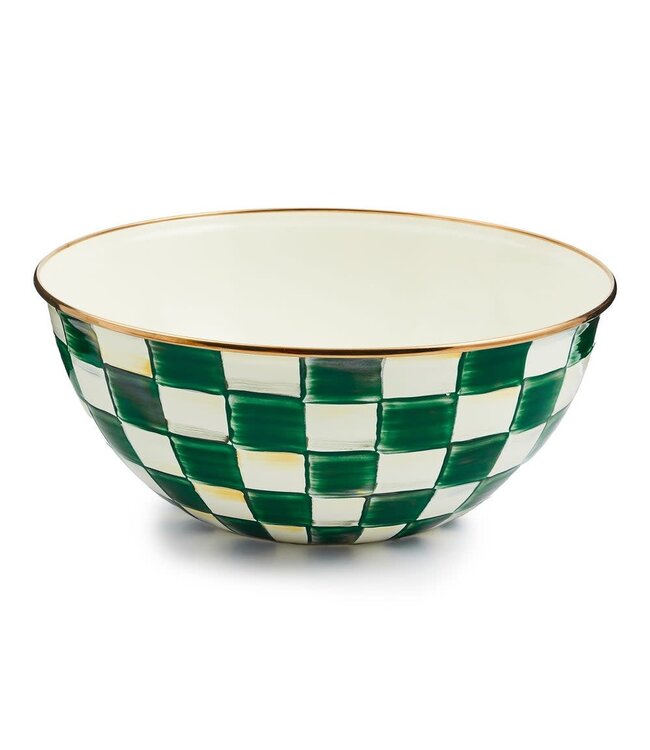 MACKENZIE CHILDS Emerald Check Enamel Everyday Bowl